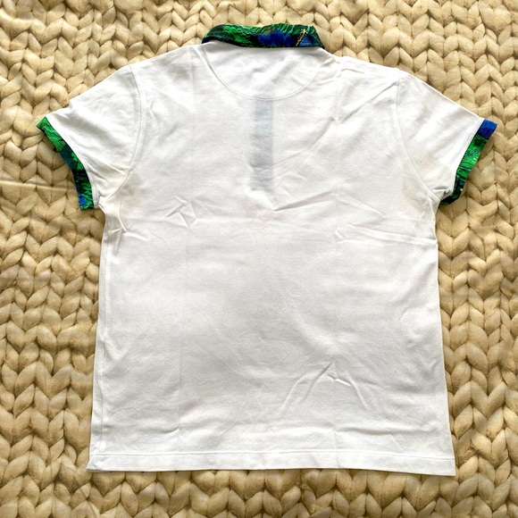 White Bikkembergs polo shirt with contrasting collar and sleeve hems - Picture 2 of 5